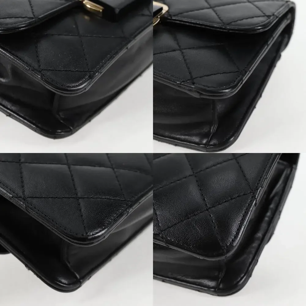 Chanel Matelasse Lambskin Chain Shoulder Bag Black
